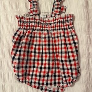 Janie and Jack Red and Blue Plaid Baby Romper